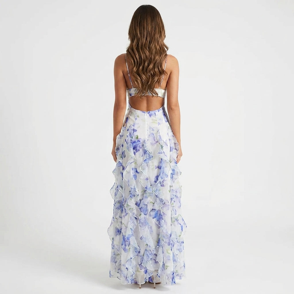 Elsie | Wedding Guest Floral White Maxi Dress