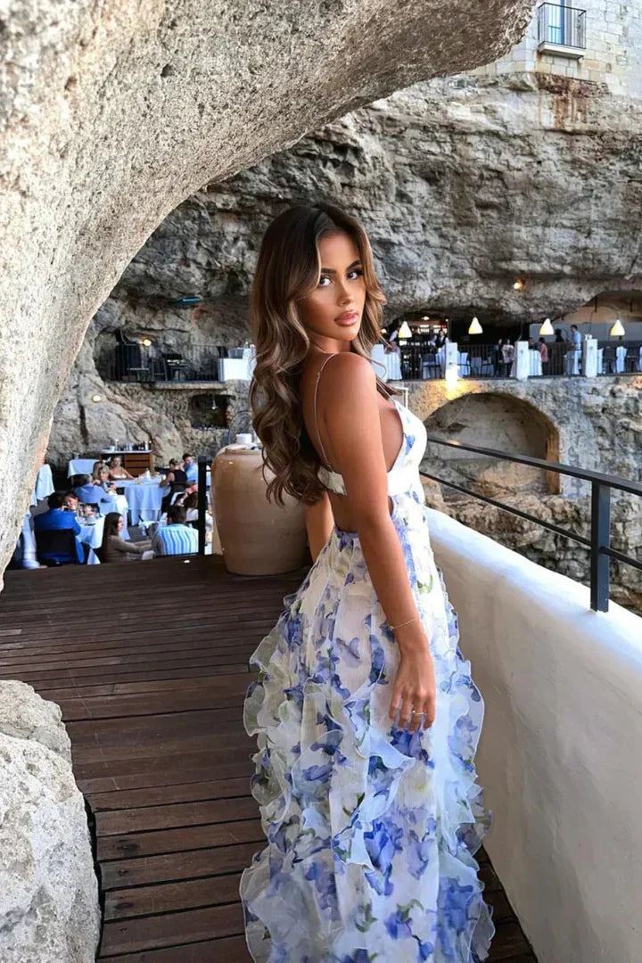 Elsie | Wedding Guest Floral White Maxi Dress