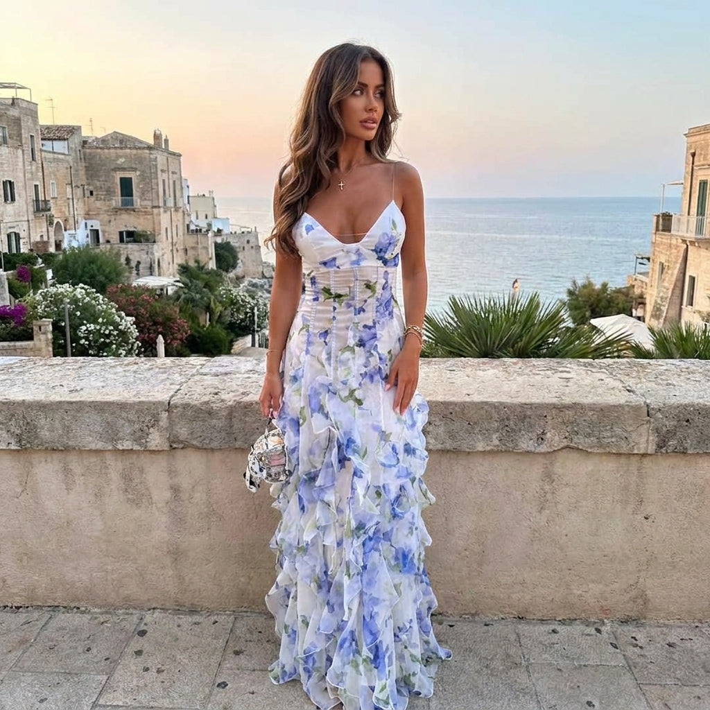 Elsie | Wedding Guest Floral White Maxi Dress