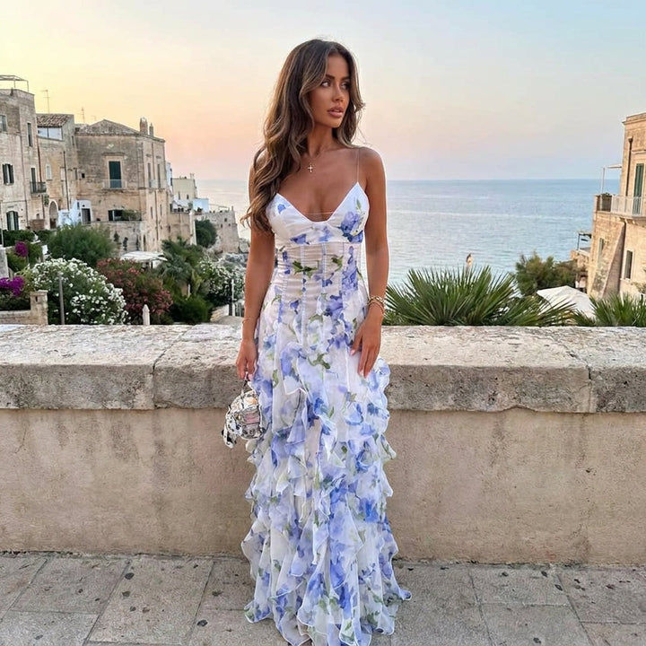 Elsie | Wedding Guest Floral White Maxi Dress