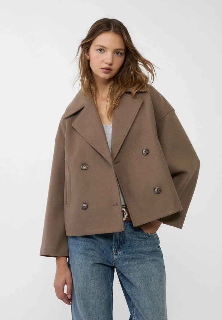 Elsie | Womens Oversized Cropped Double Breasted Pea Coat