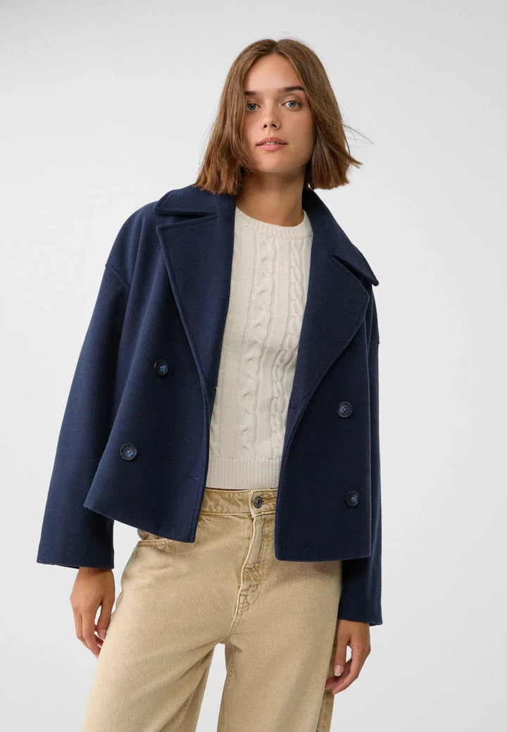 Elsie | Womens Oversized Cropped Double Breasted Pea Coat