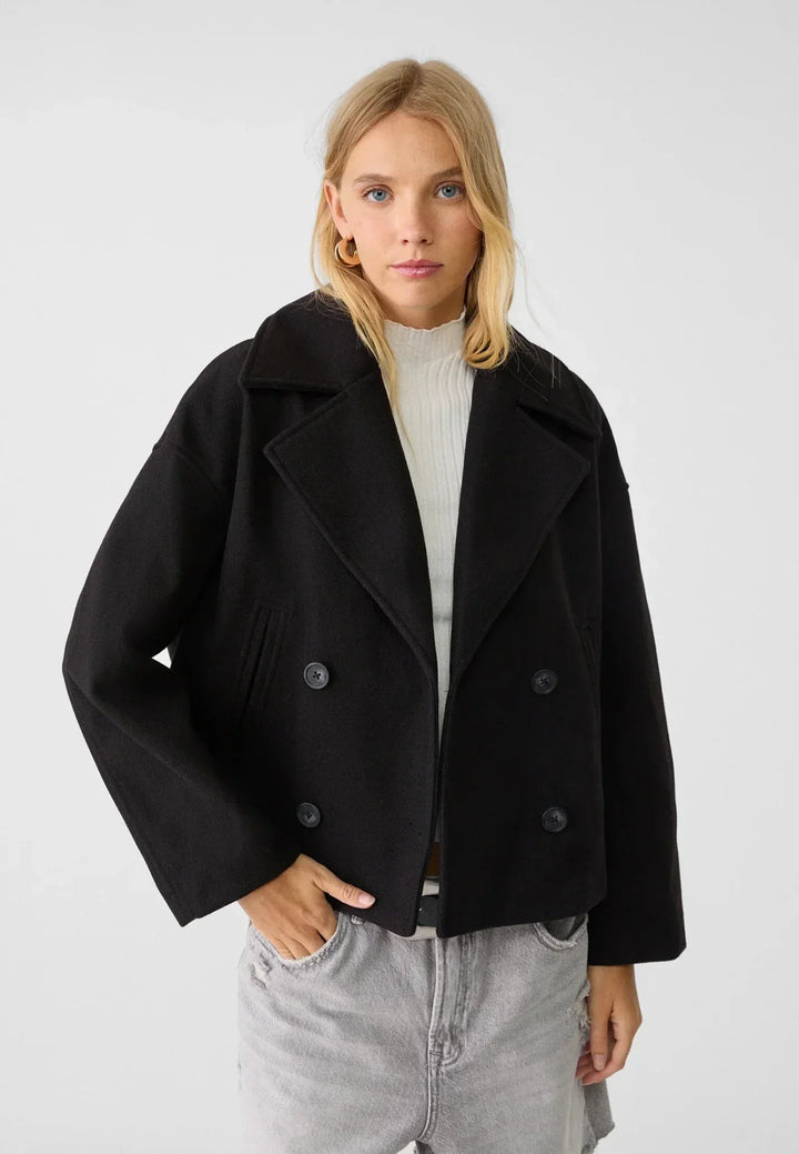 Elsie | Womens Oversized Cropped Double Breasted Pea Coat