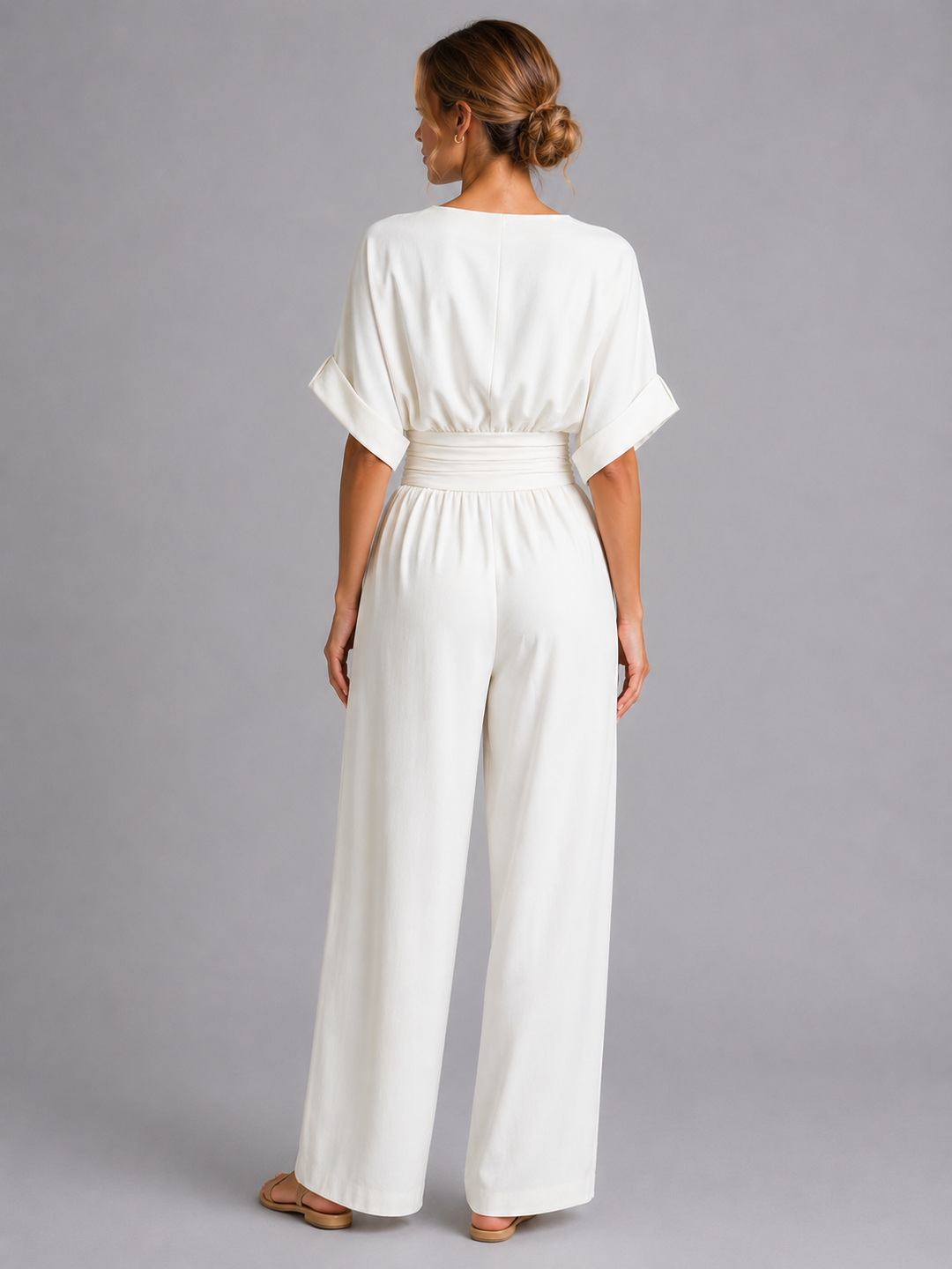 Evie | Dressy Wedding Party Wear Wide Leg Wrap Jumpsuit