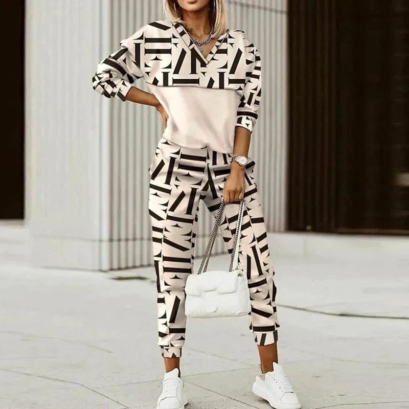 Evie | Womens Checked Hooded Zip Tracksuit