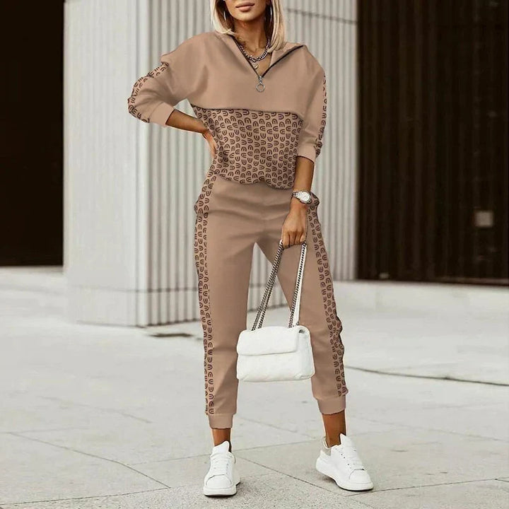 Evie | Womens Checked Hooded Zip Tracksuit