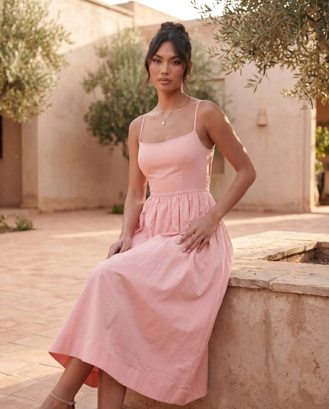 Felicity | Wedding Guest Sleeveless Pleated Midi Summer Dress