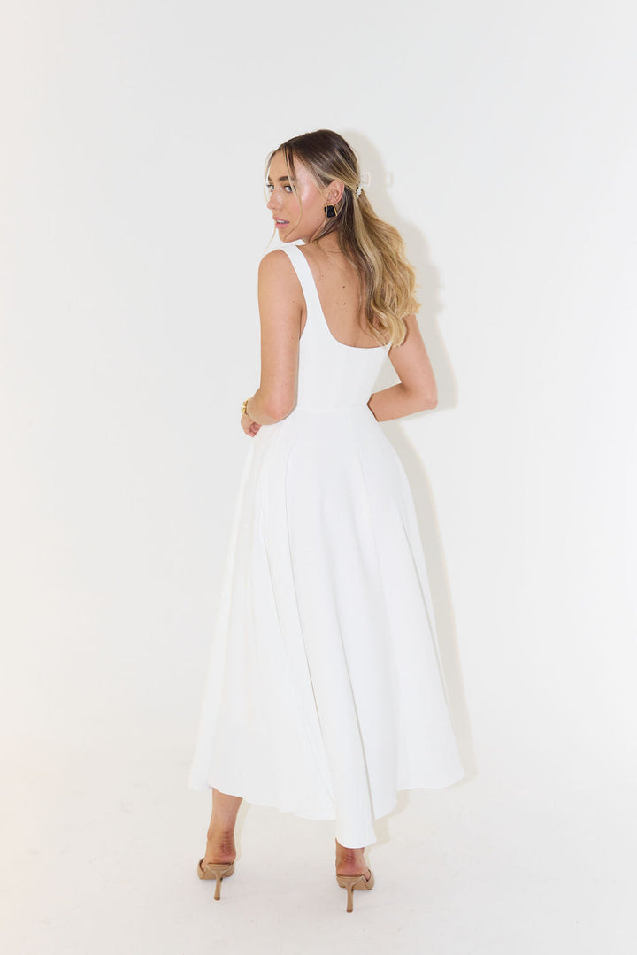 Felicity | Wedding Guest Square Neck Sleeveless Midi Dress