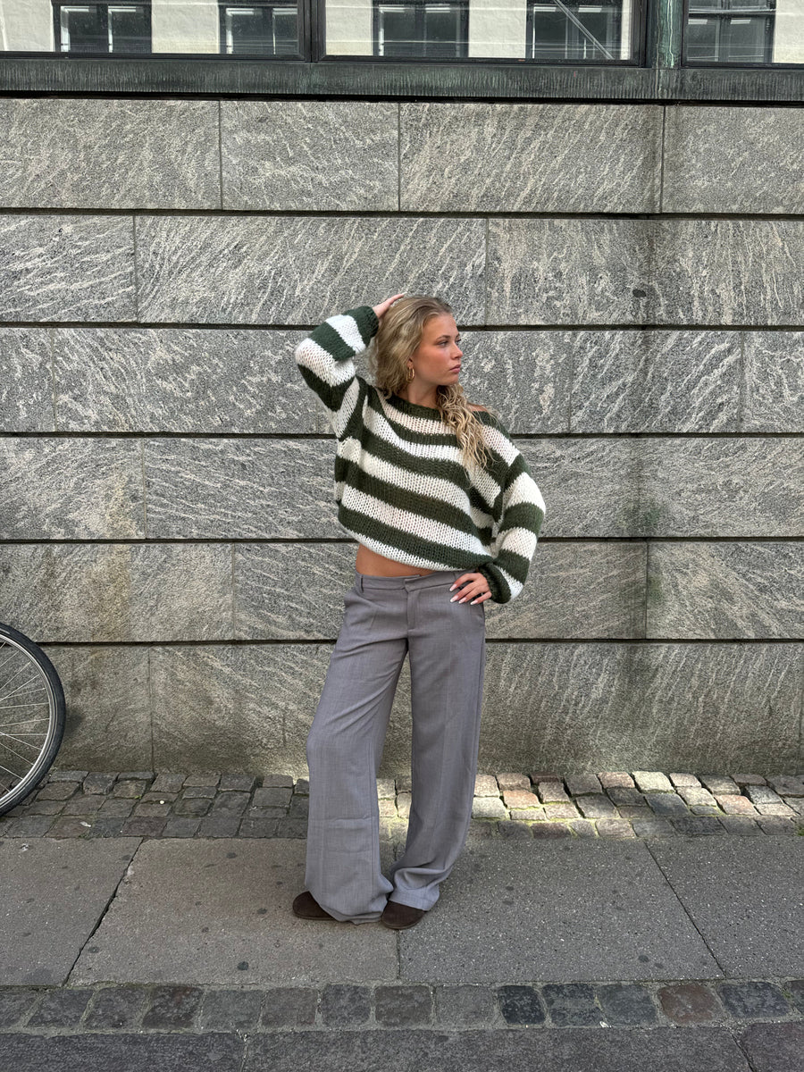 Florence | Womens Striped Chunky Knit Crewneck Jumper