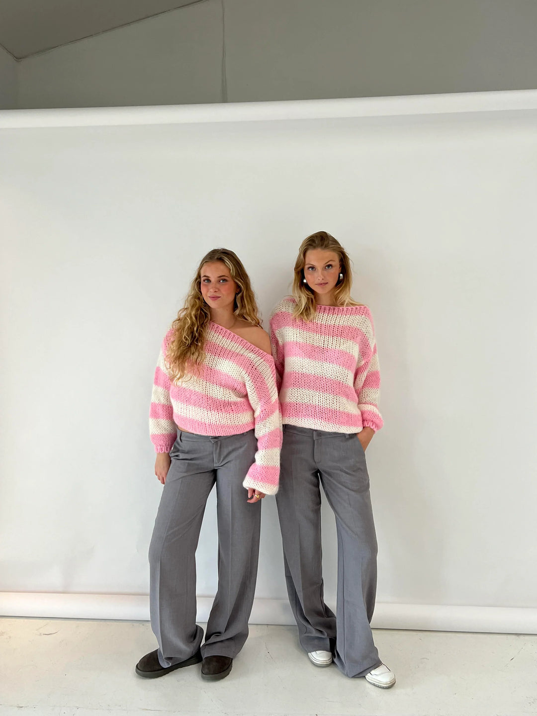 Florence | Womens Striped Chunky Knit Crewneck Jumper