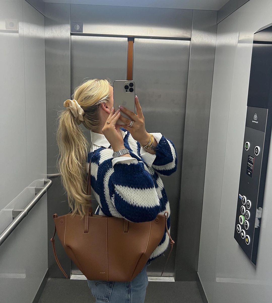 Florence | Womens Striped Chunky Knit Crewneck Jumper
