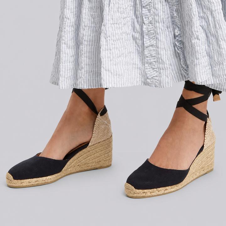 Freya | Ankle Tie Closed Toe Espadrille Wedges