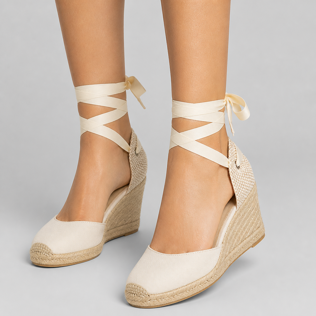 Freya | Ankle Tie Closed Toe Espadrille Wedges