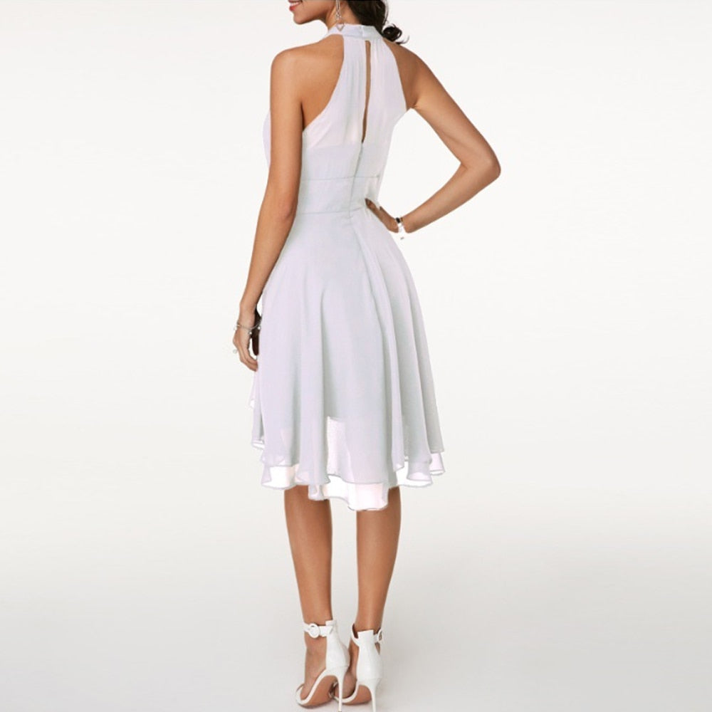 Freya | Halter Neck Chiffon Wedding Guest Party Dress