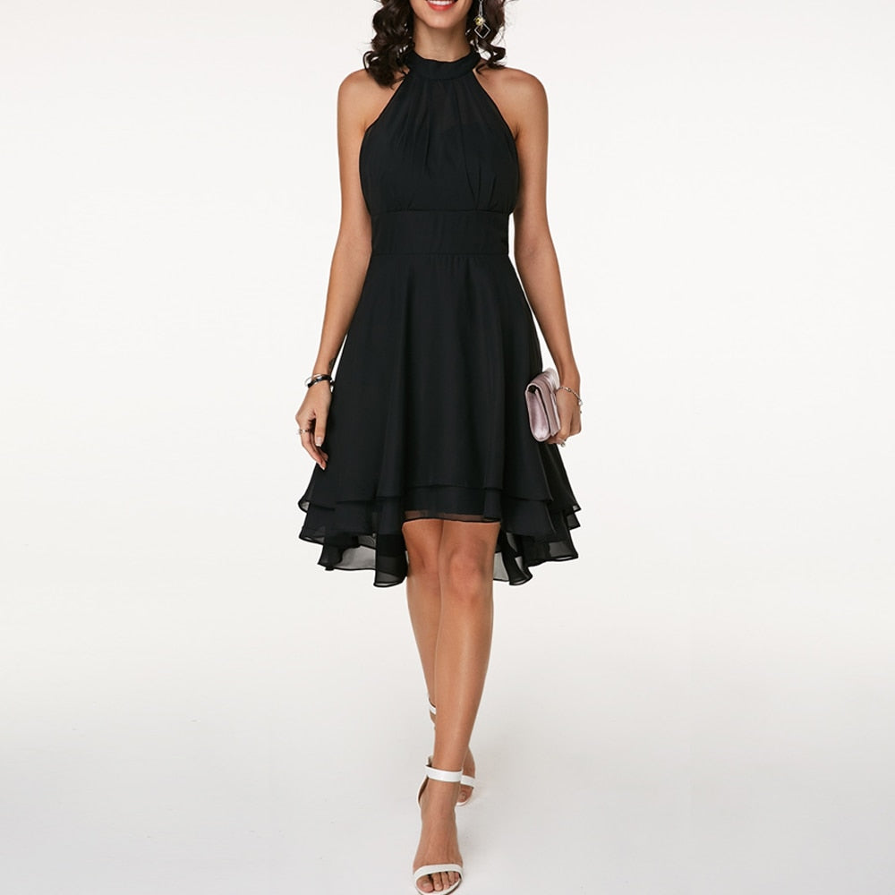 Freya | Halter Neck Chiffon Wedding Guest Party Dress
