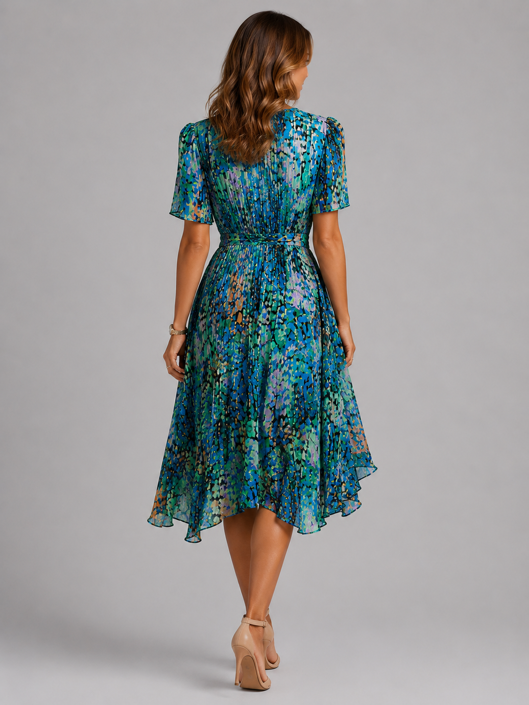 Freya | Wedding Guest Floral Chiffon Wrap Midi Dress