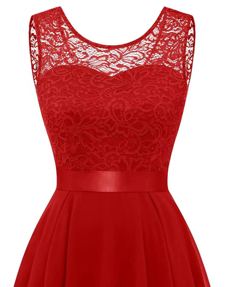 Freya | Wedding Guest Lace Chiffon High Low Maxi Dress