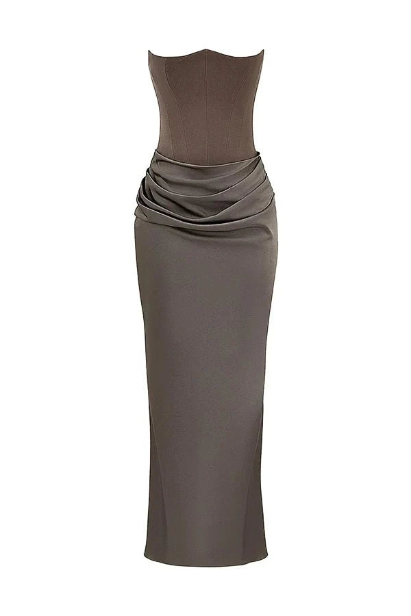 Freya | Wedding Guest Strapless Corset Satin Maxi Dress