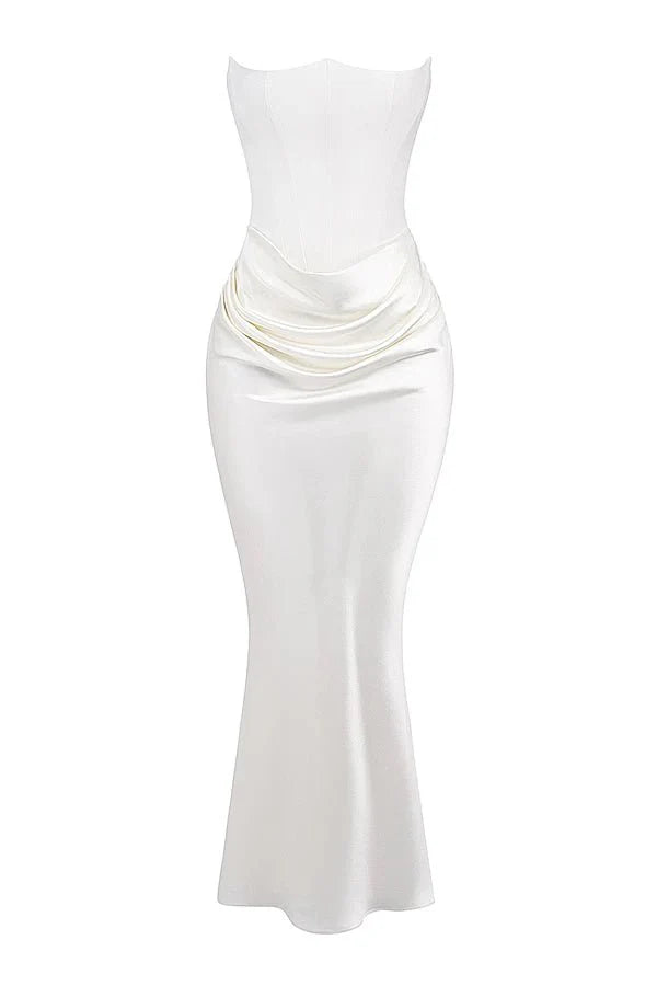 Freya | Wedding Guest Strapless Corset Satin Maxi Dress