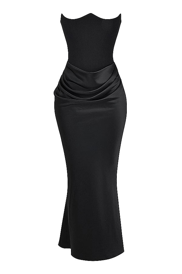 Freya | Wedding Guest Strapless Corset Satin Maxi Dress