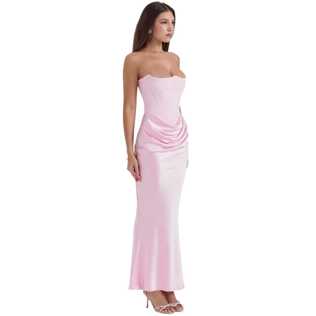 Freya | Wedding Guest Strapless Corset Satin Maxi Dress