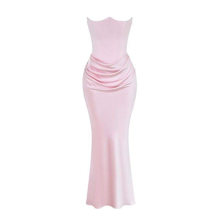 Freya | Wedding Guest Strapless Corset Satin Maxi Dress