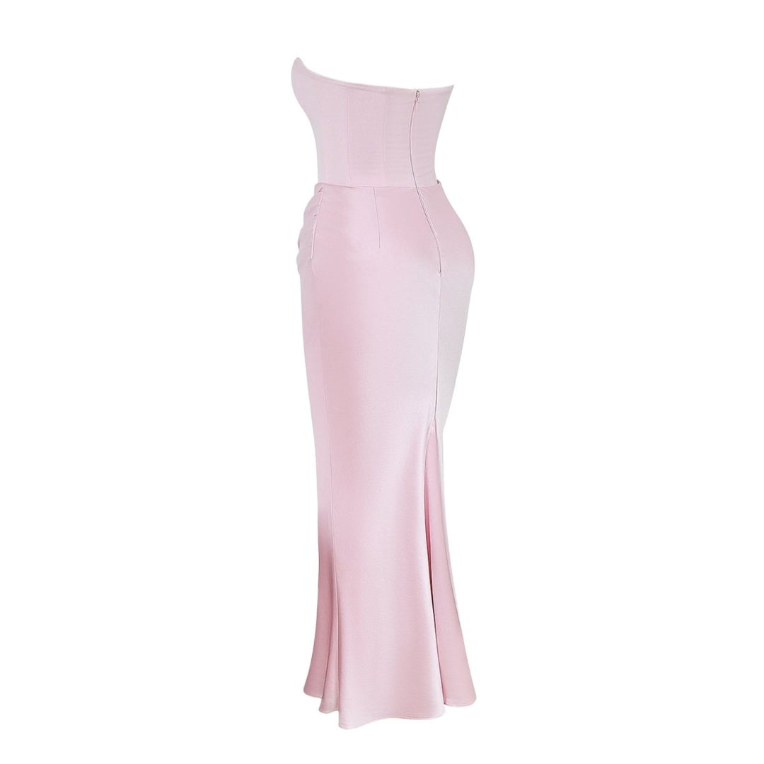 Freya | Wedding Guest Strapless Corset Satin Maxi Dress