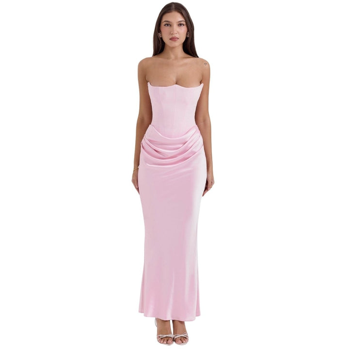 Freya | Wedding Guest Strapless Corset Satin Maxi Dress