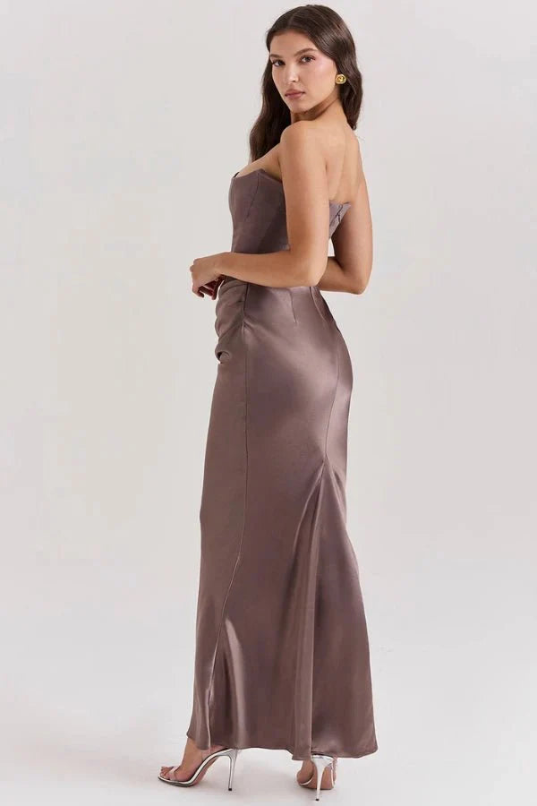 Freya | Wedding Guest Strapless Corset Satin Maxi Dress