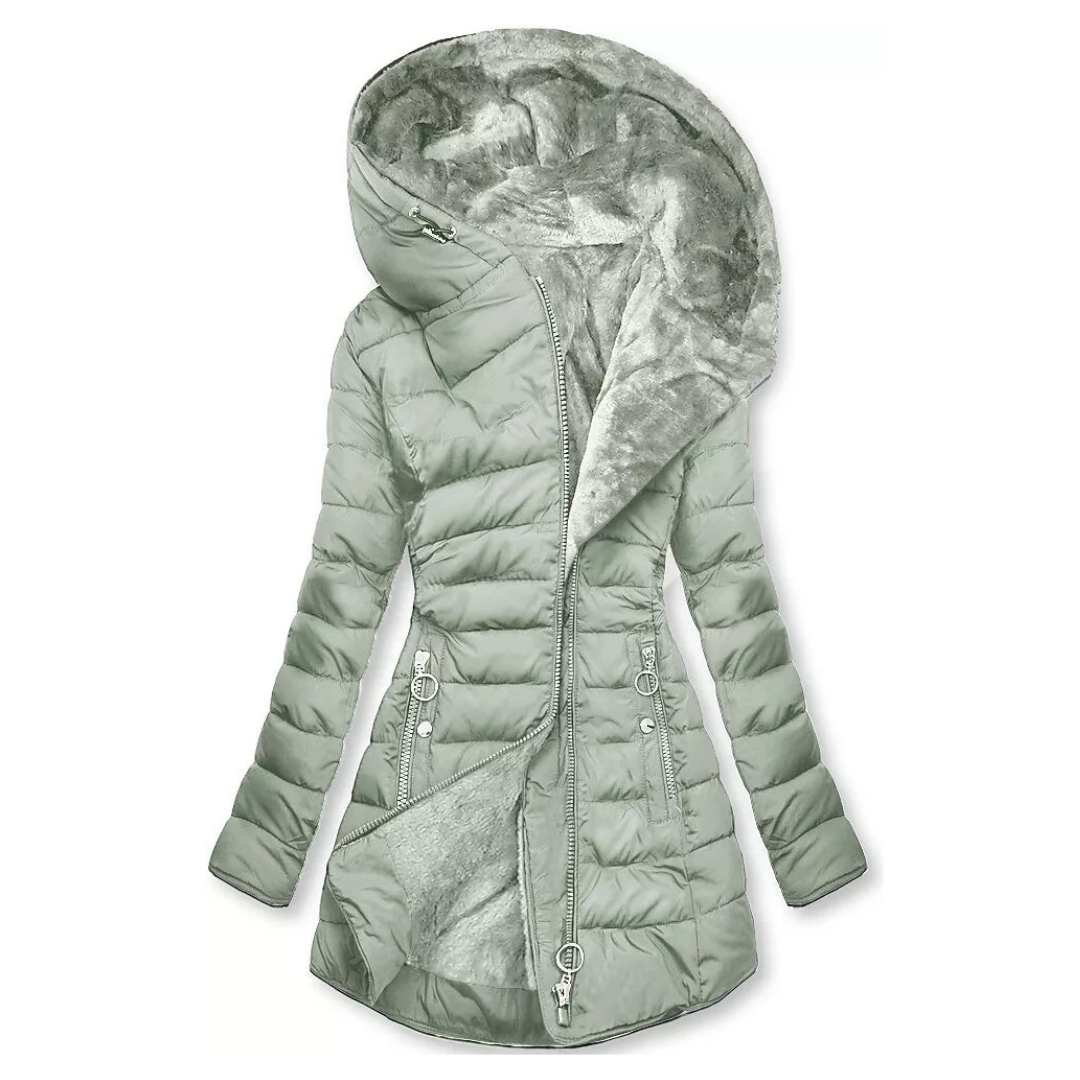 Freya | Womens Hooded Quilted Zip Puffer Coat