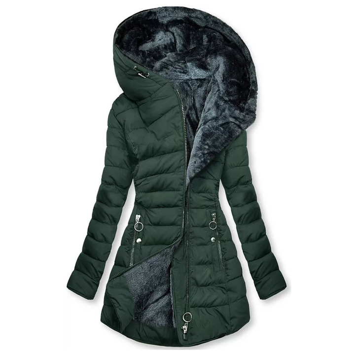 Freya | Womens Hooded Quilted Zip Puffer Coat