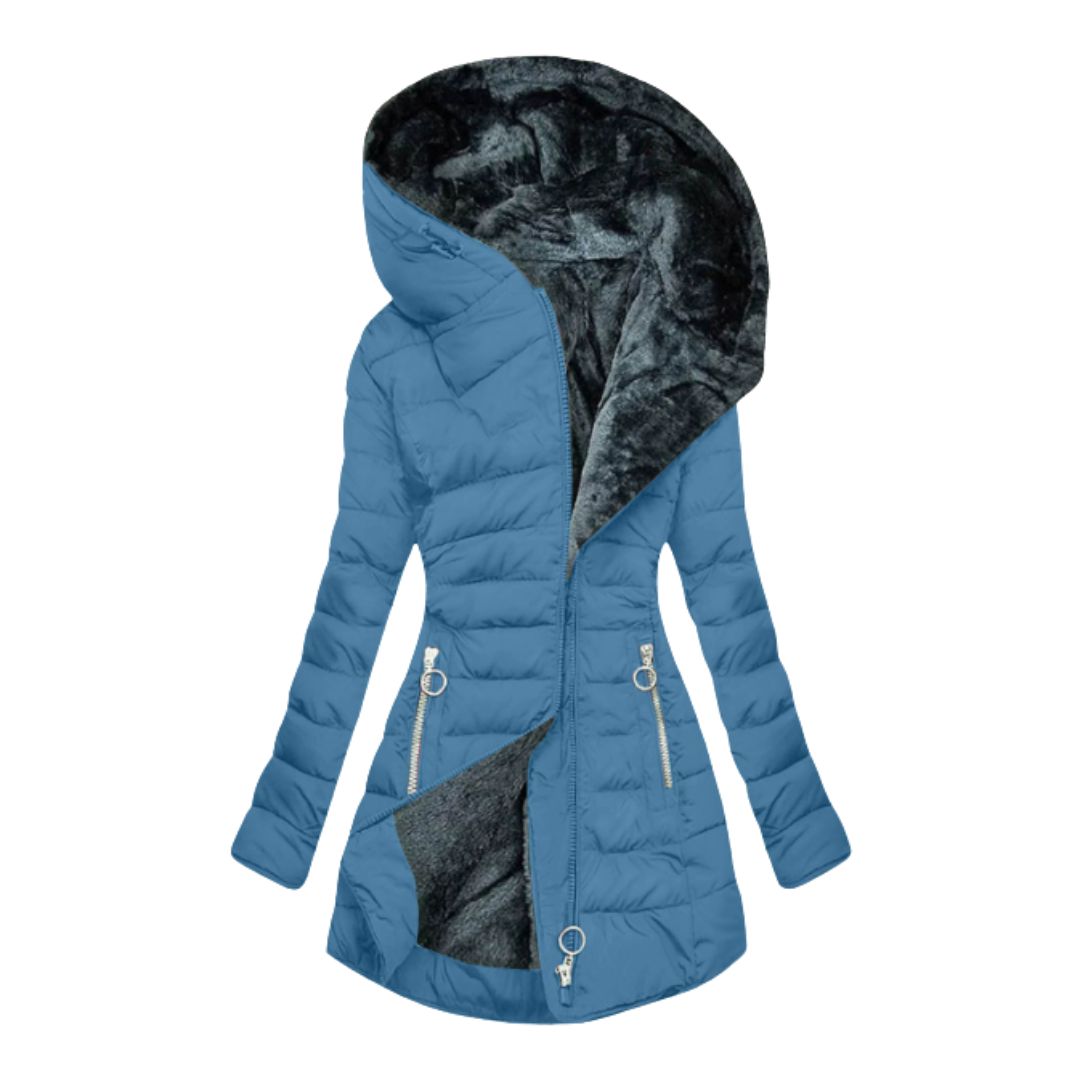 Freya | Womens Hooded Quilted Zip Puffer Coat