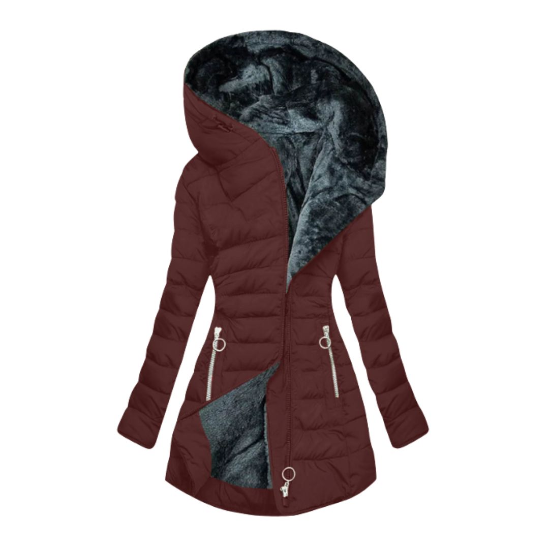 Freya | Womens Hooded Quilted Zip Puffer Coat