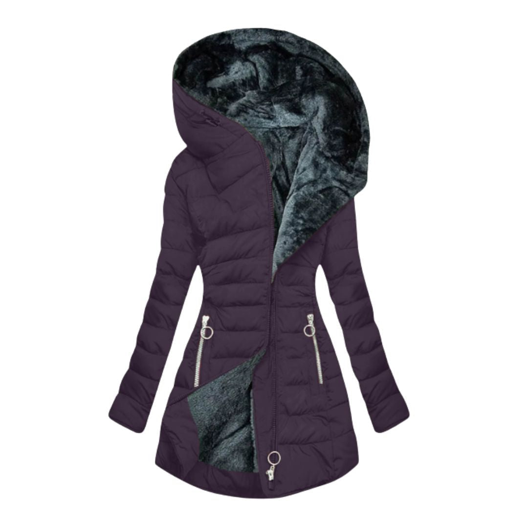 Freya | Womens Hooded Quilted Zip Puffer Coat