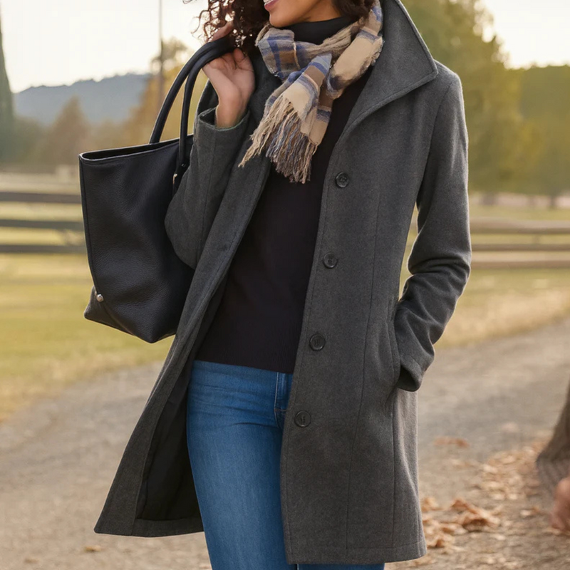 Freya | Womens Shawl Collar Wool Blend Coat