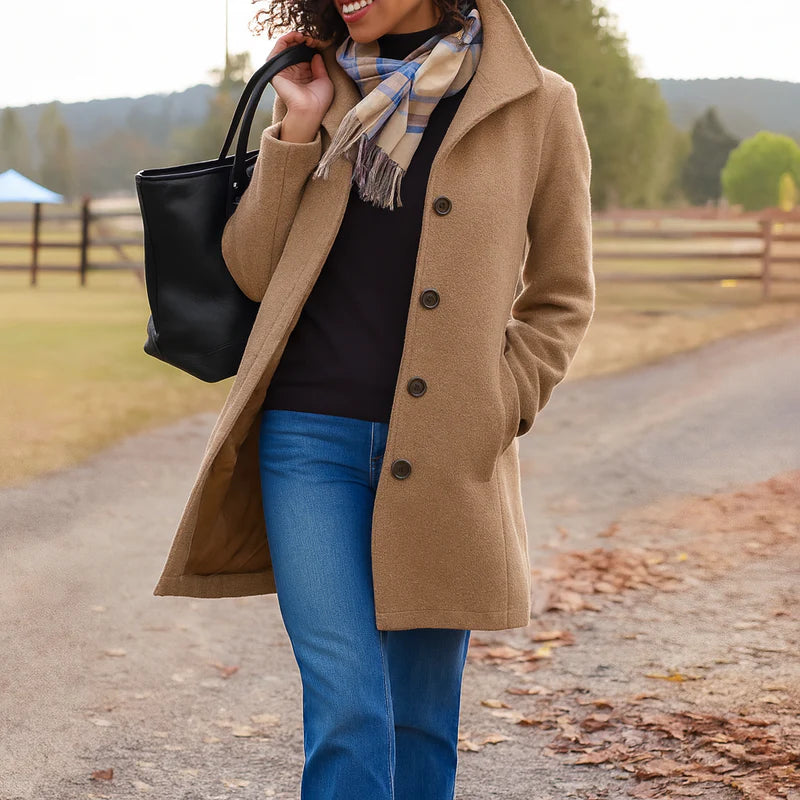Freya | Womens Shawl Collar Wool Blend Coat