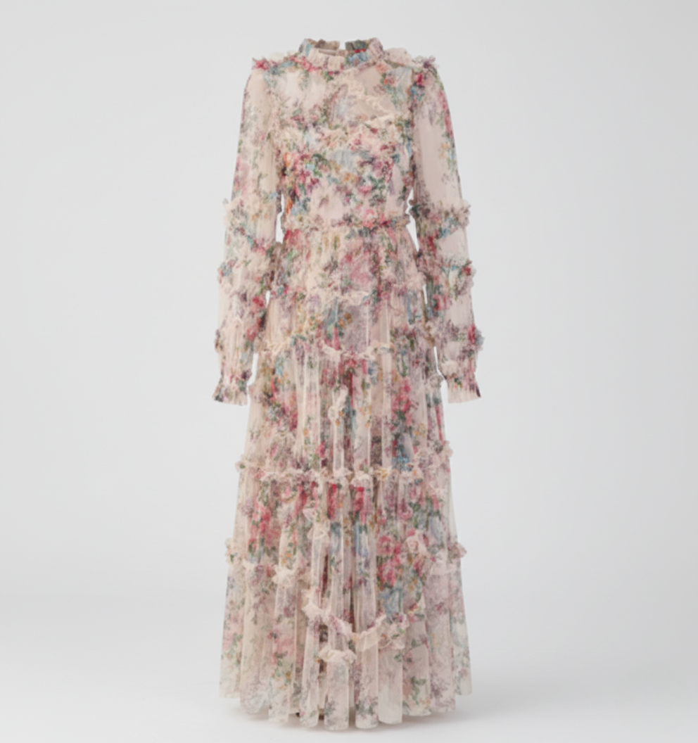 Gemma | Wedding Guest Floral Long Sleeve Maxi Dress