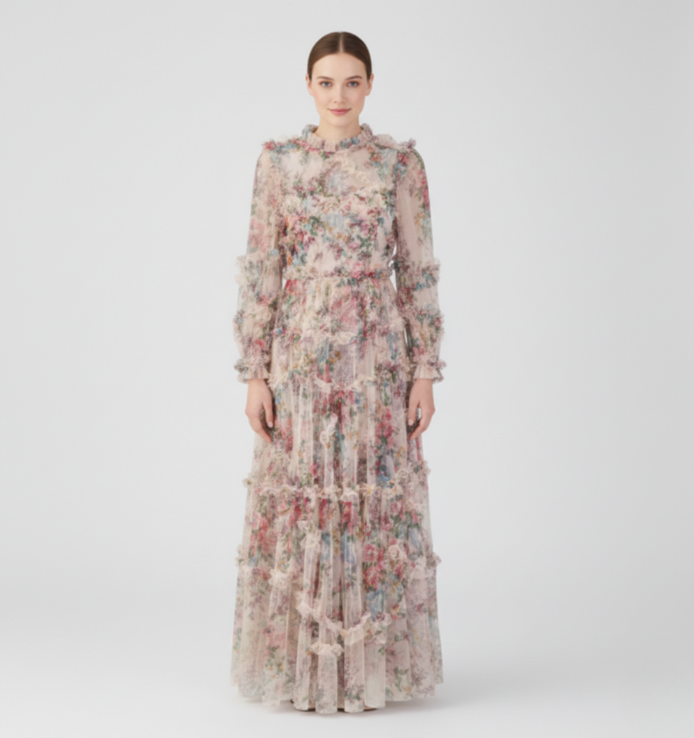 Gemma | Wedding Guest Floral Long Sleeve Maxi Dress