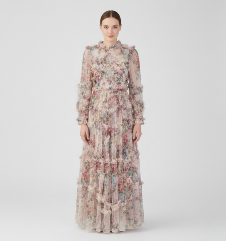 Gemma | Wedding Guest Floral Long Sleeve Maxi Dress