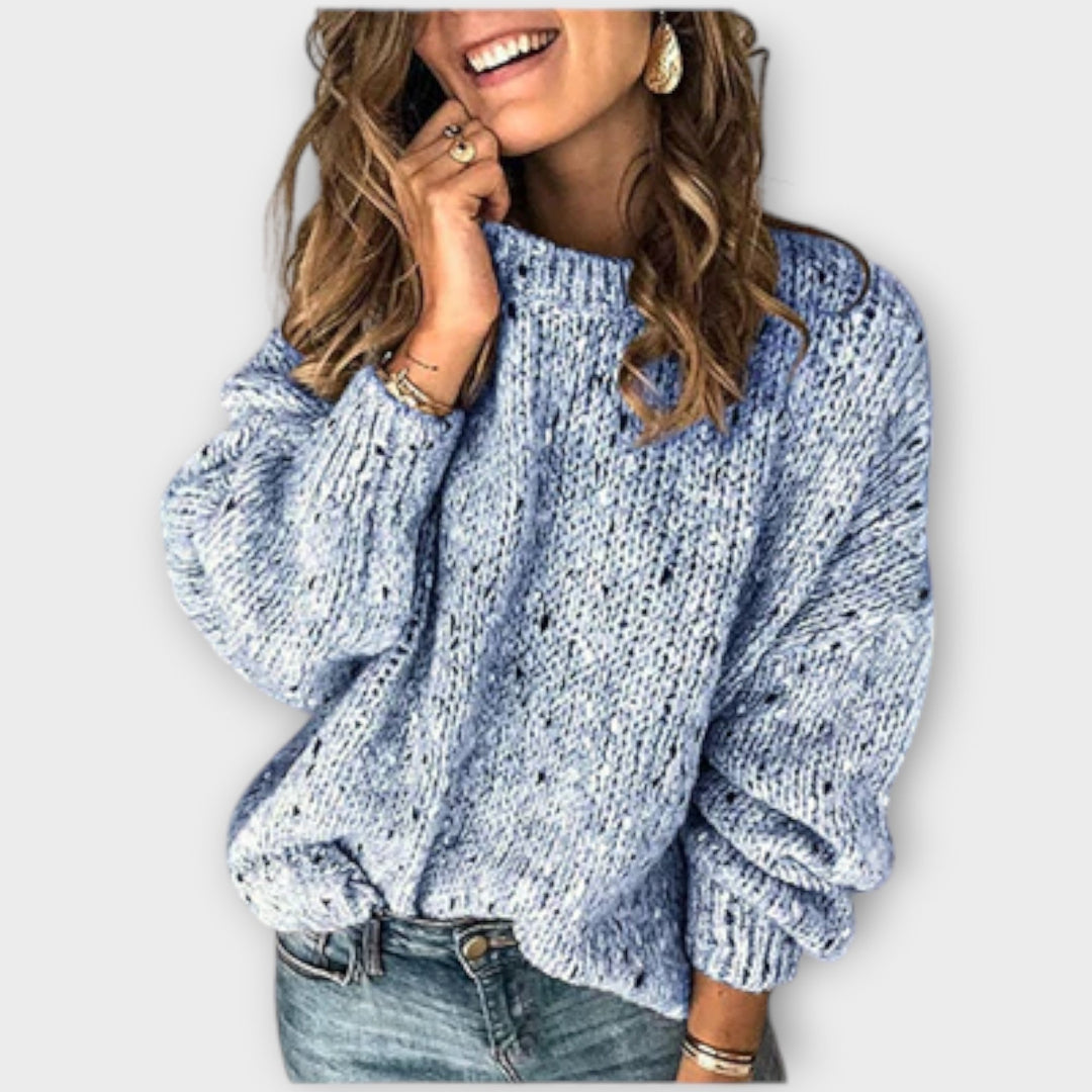 Gemma | Womens Knitted Crew Neck Puff Sleeve Sweater