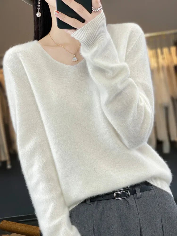 Gemma | Womens Relaxed V Neck Knitted Sweater