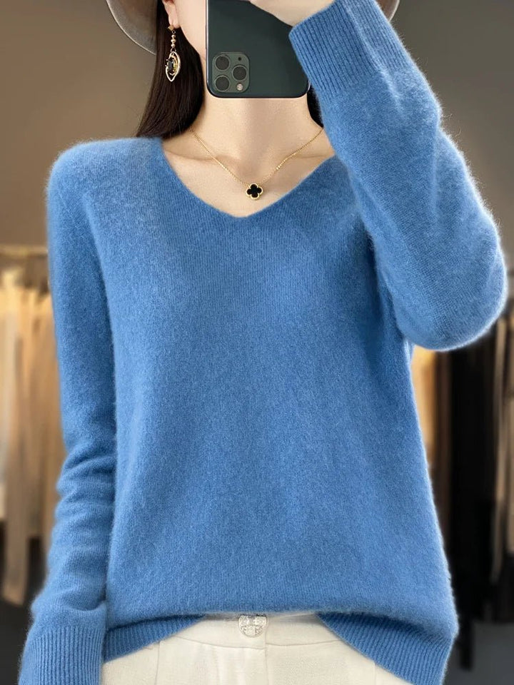 Gemma | Womens Relaxed V Neck Knitted Sweater