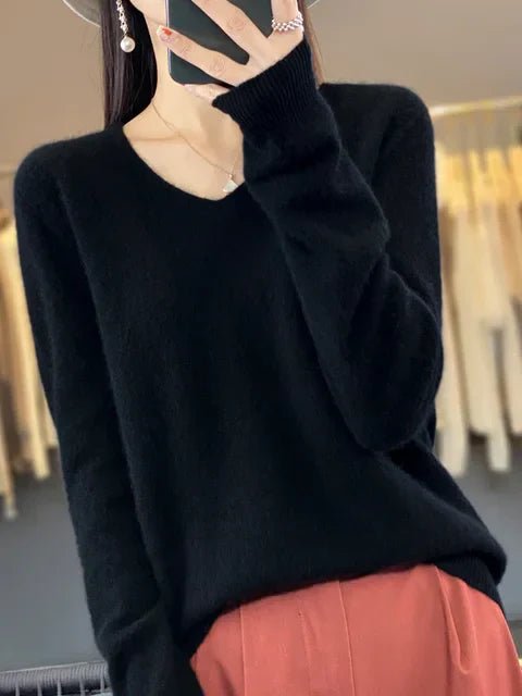 Gemma | Womens Relaxed V Neck Knitted Sweater