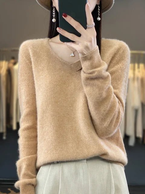 Gemma | Womens Relaxed V Neck Knitted Sweater