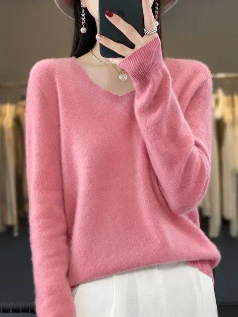 Gemma | Womens Relaxed V Neck Knitted Sweater