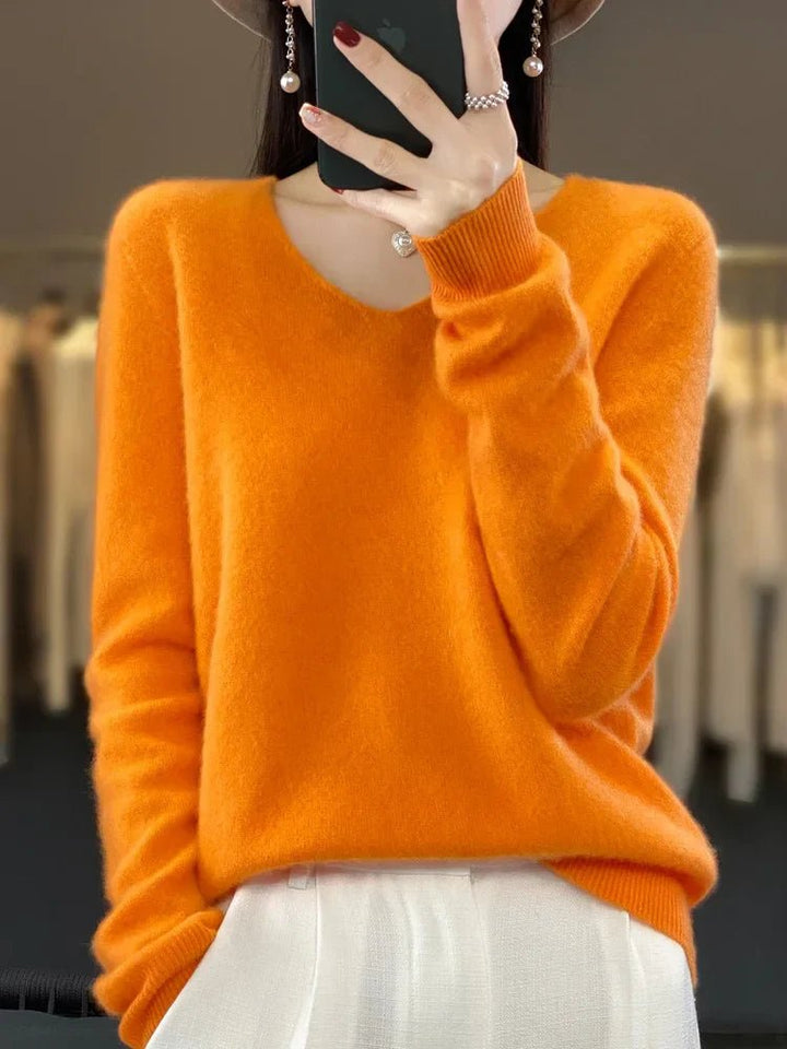 Gemma | Womens Relaxed V Neck Knitted Sweater