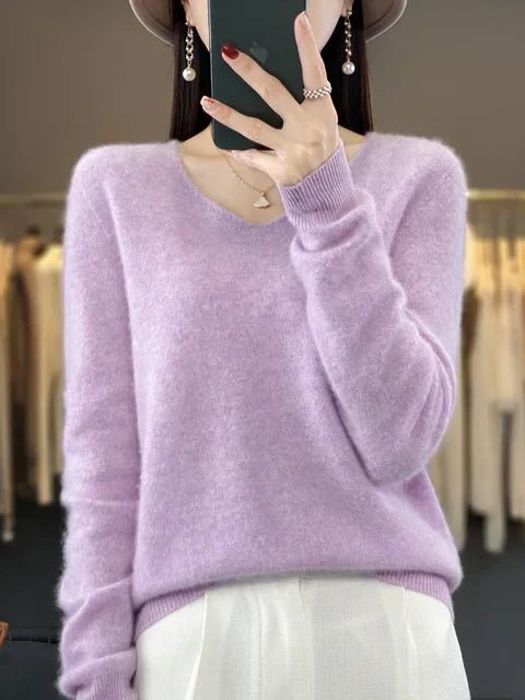 Gemma | Womens Relaxed V Neck Knitted Sweater