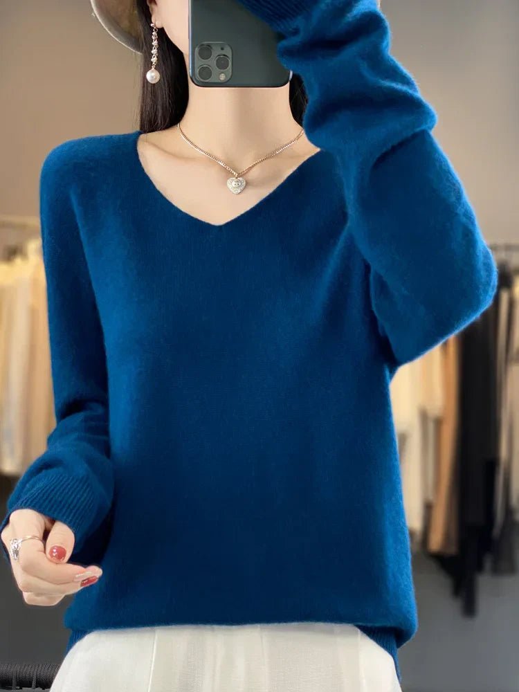 Gemma | Womens Relaxed V Neck Knitted Sweater