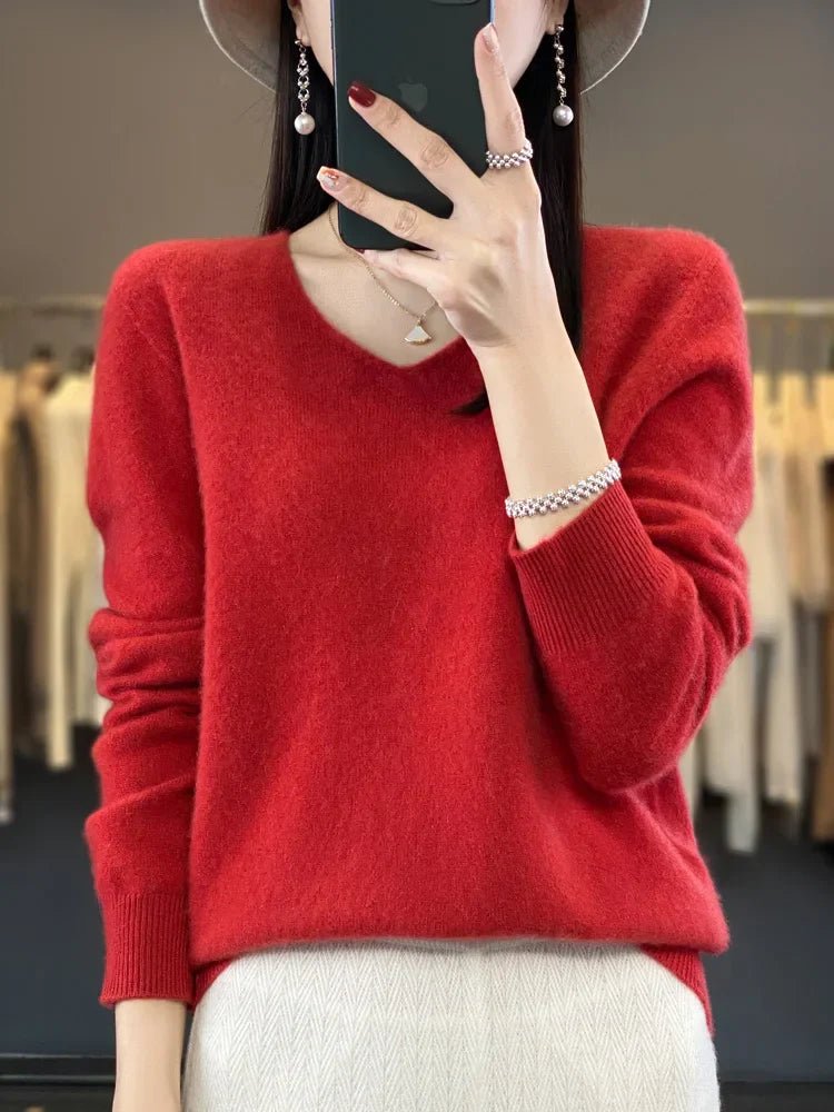 Gemma | Womens Relaxed V Neck Knitted Sweater