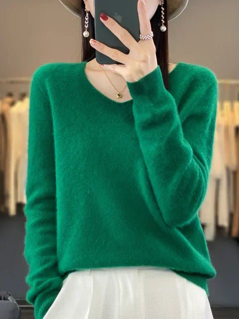 Gemma | Womens Relaxed V Neck Knitted Sweater